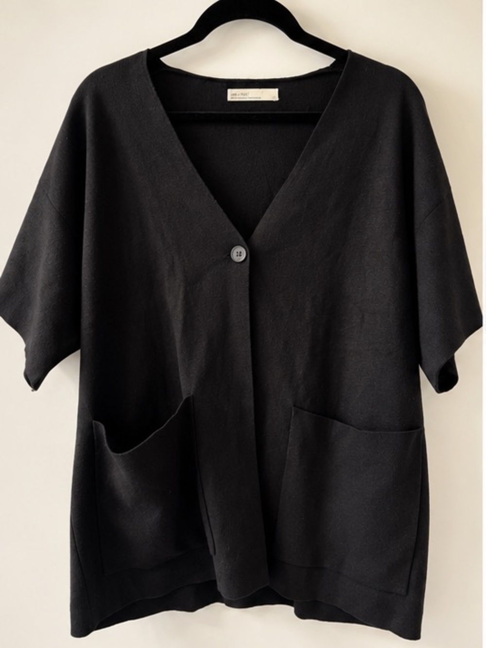 OAK + FORT Black Oversized Knit Cardigan / Poncho – Size S